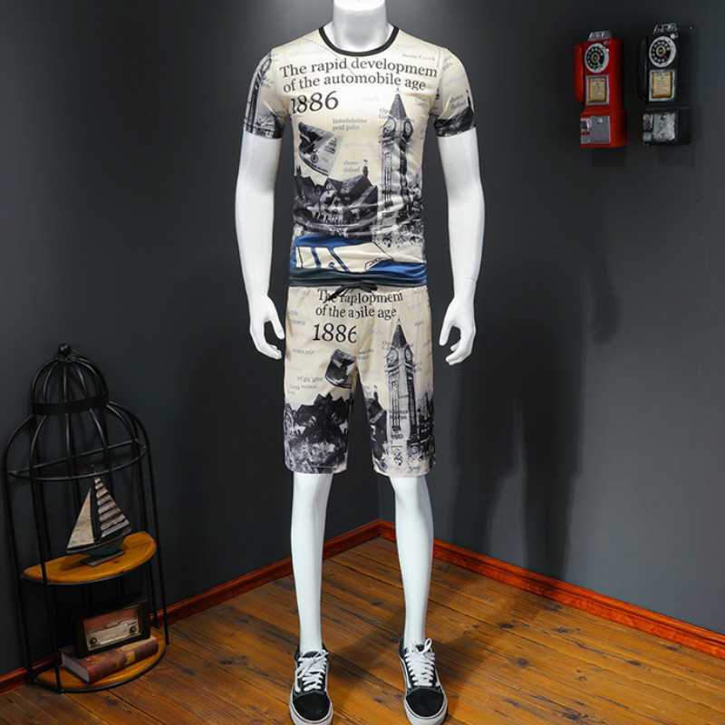 

Summer Mens Sets Tracksuit Ice Silk Breathable T-shirt Short 2 Piece Set Sweatsuit Men Casual Clothes Ropa Deportiva Mujer 210527, 3281