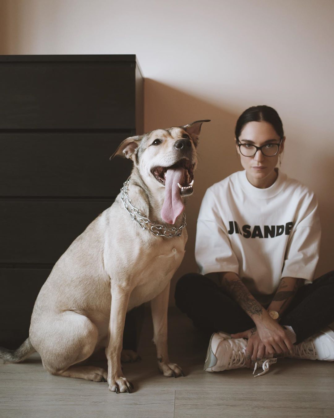 

print sander Jil same minimalist letter style yingcaier loose OS short sleeve casual T-shirt, White;black