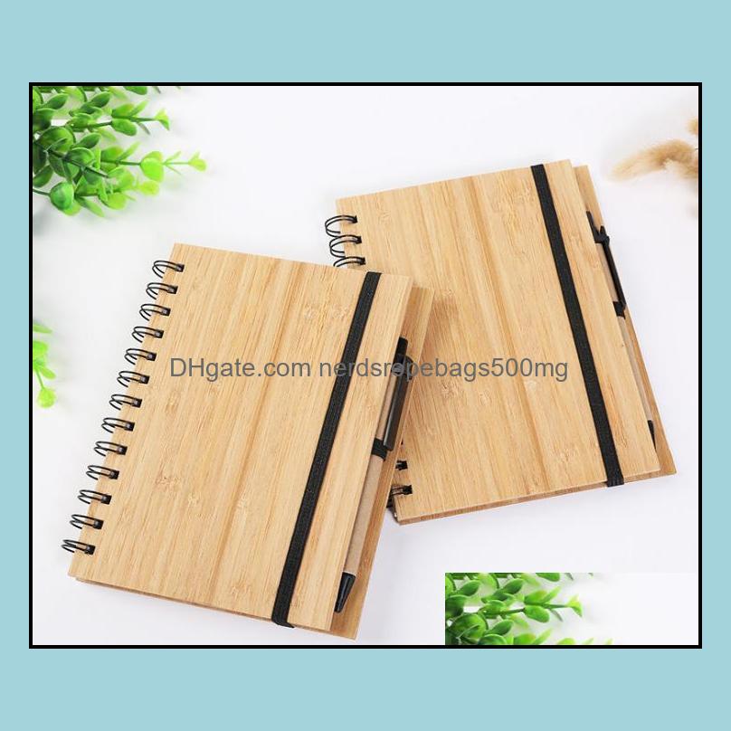 

Notepads Notes & Office School Supplies Business Industrial Wood Bamboo Er Notebook Spiral Notepad With Pen 70 Sheets Recycled Lined Paper S