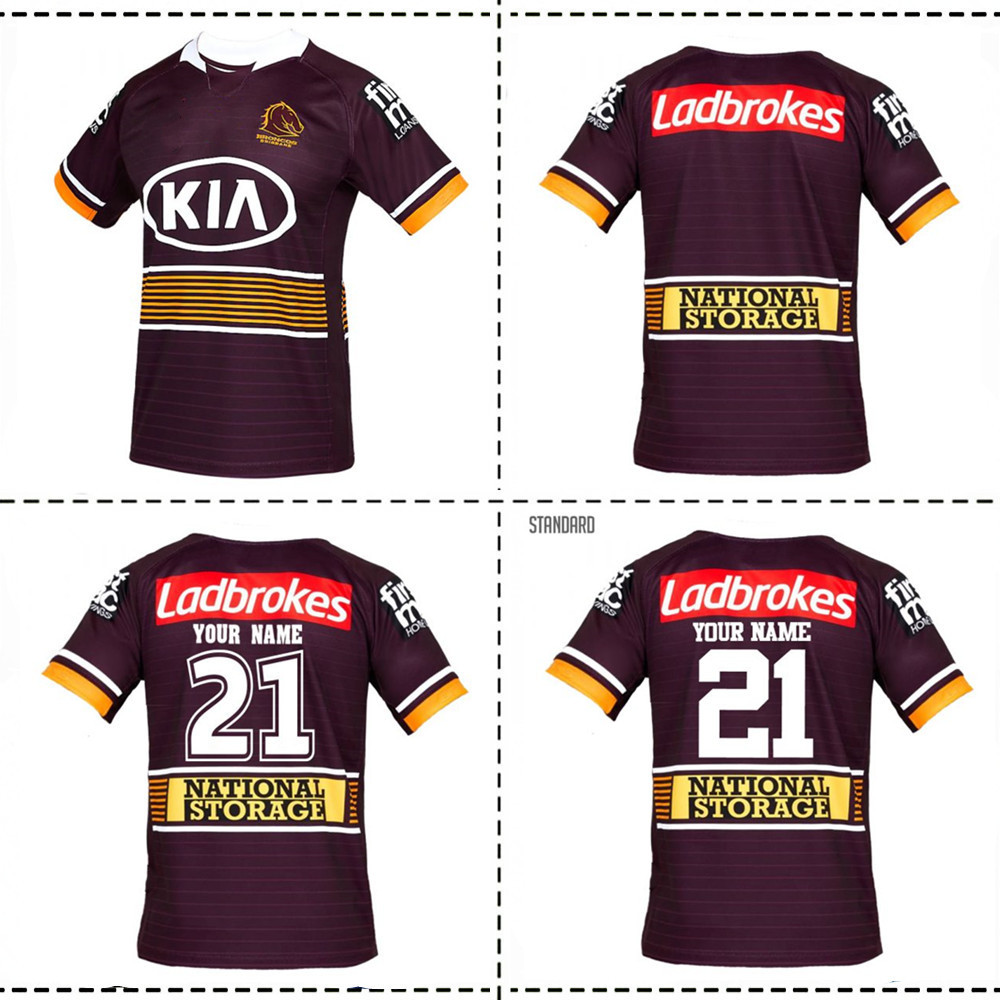 

2021 Brisbane Broncos Home Rugby Jersey 2022 Brisbane Broncos Rugby Training Shorts Size --5xl, Name and number
