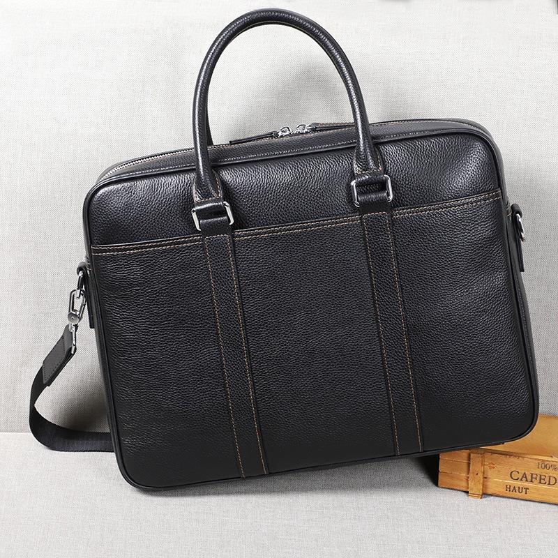 

2021 Men's High-quality Black leather Briefcase Simple version design Handbag laptop Bag Crossbody Section Mens Computer Bags Business
