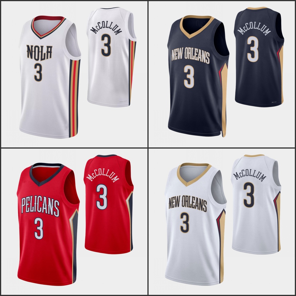 

New Orleans Pelicans''C.J. McCollum 2022 75th Icon Navy Jersey