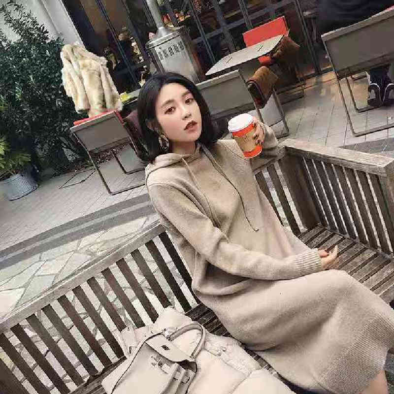 

Casual Dresses Female winter maxi casual dress with a midi mesh hood fashion long sleeve female sweater WGCY, 1# shoe box