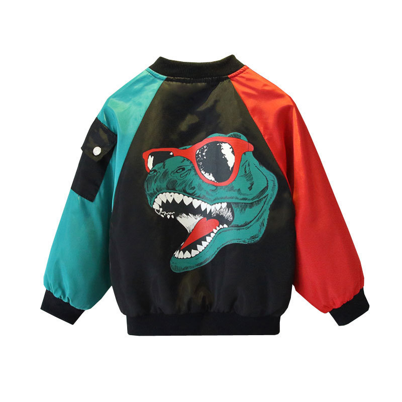 

Baby boy clothes children windbreaker jacket 1-12 years old new spring and autumn cartoon dinosaur jacket boys fashion jacket, Black