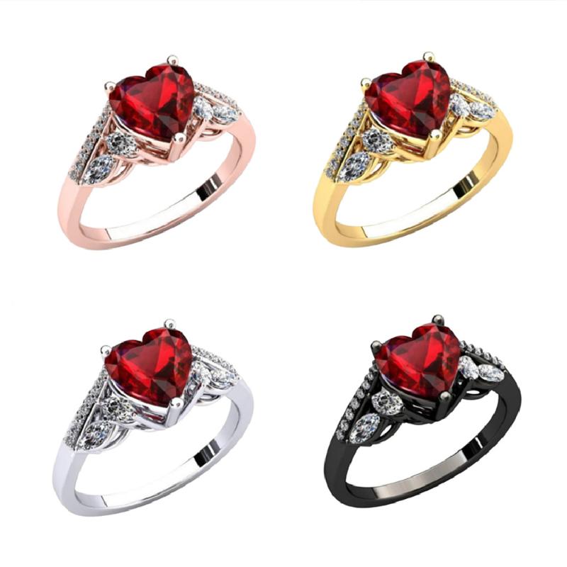 

Wedding Rings Design Rose Gold 2021 Trend Heart Zircon Big Finger For Women Party Engagement Ring Bague Femme Anillo