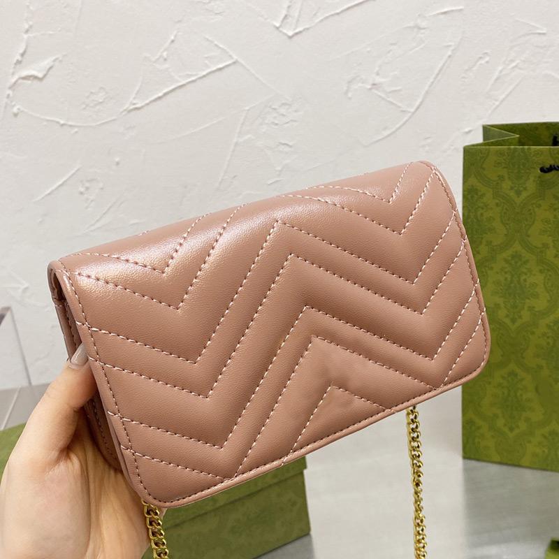 

Single Shoulder Bag Chain Crossbody Bags Handbag Purse Classic Versatile Embroidery Love Thread Plain Hasp Hardware Genuine Leather Lady Wallets 223658