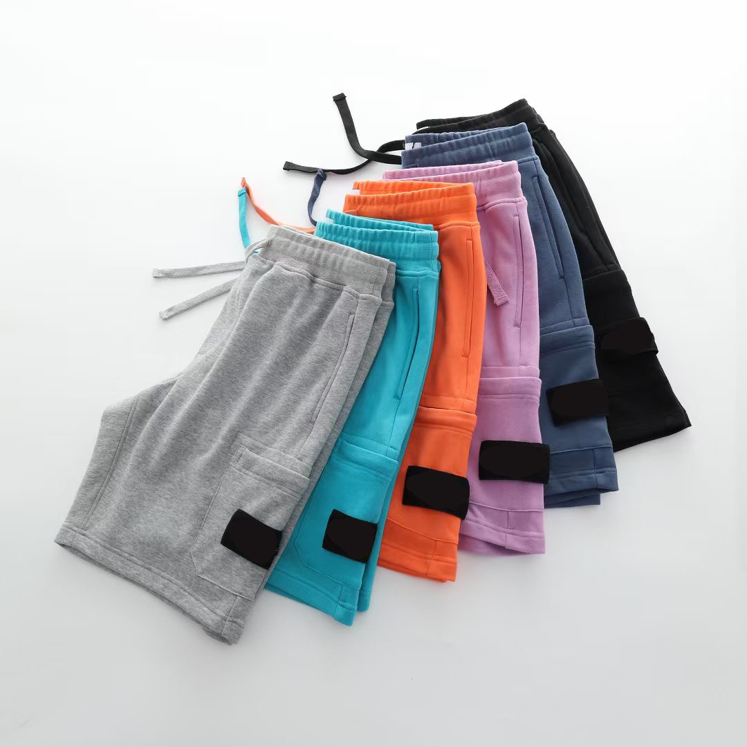 

Applique embroidery decoration mens shorts cotton casual summer jogging pants men's and women's Five-cent trousers, Purple