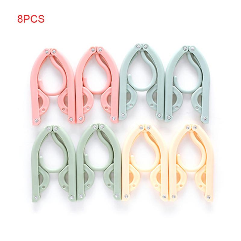 

8pcs Travel Portable Folding Hanger Multifunction Stretch Clothes Plastic Hangers IQ6 & Racks