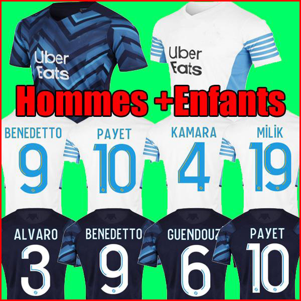 

21 22 Olympique De Marseille soccer jersey 2021 2022 OM GERSON GUENDOUZI MILIK LUIS HENRIQUE maillot foot KAMARA football shirt PAYET KONRAD men and kids sets uniform, Kids 2022 home