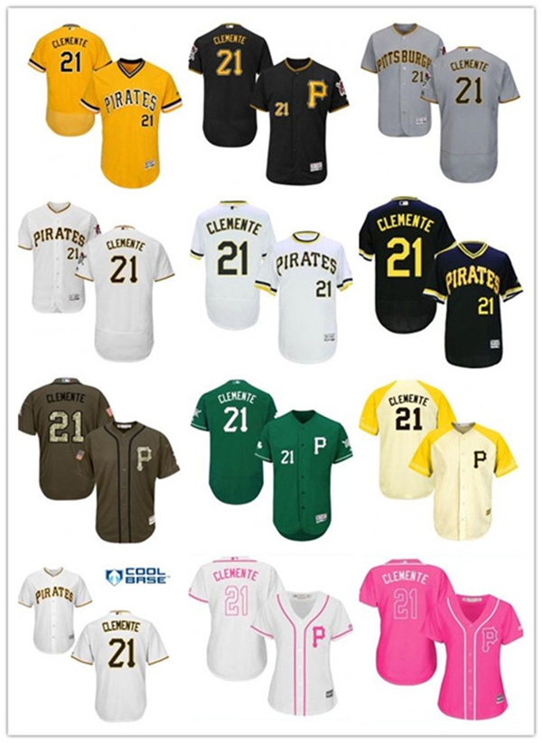 

men women youth Roberto 21 Clemente baseball jerseys Pittsburgh Pirate Replica Blue Alternate Cool Base Baseball Wear, Blue;black