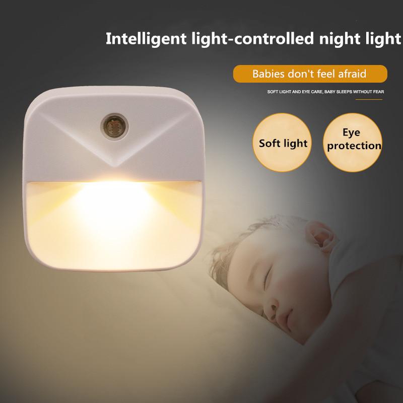 

Night Lights EU US Plug Light Sensor Control Mini Novelty Square Bedroom Lamp For Baby Gift Romantic