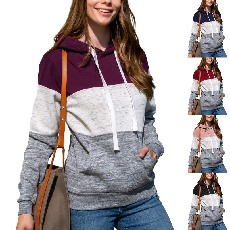 

Women' Hoodies & Sweatshirts Patchwork Stripe Women Fashion Sweatshirt Matching Long Sleeve Sport Top Streetwear Sudaderas Con Capucha