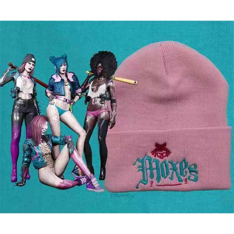 Beanies sale Cartoon game cyberpunk 2077 autumn and winter wool hat moxes embroidery knitting student Pullover