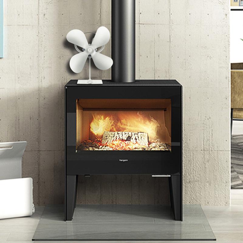 

Black Fireplace 4 Blades Heat Powered Stove Fan Log Wood Burner Ecofan Quiet Home Efficient Distribution Electric Fans