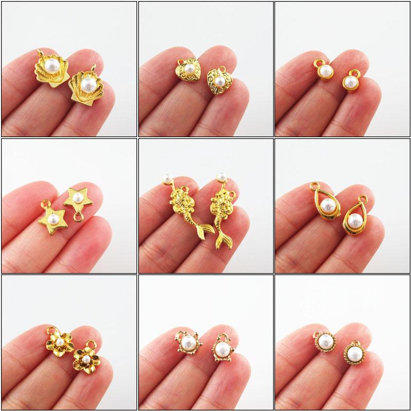 

Charms Fashion Star Mermaid Crown Teardrop Round Flower White Plastic Pendants Gold Color, Bronze;silver