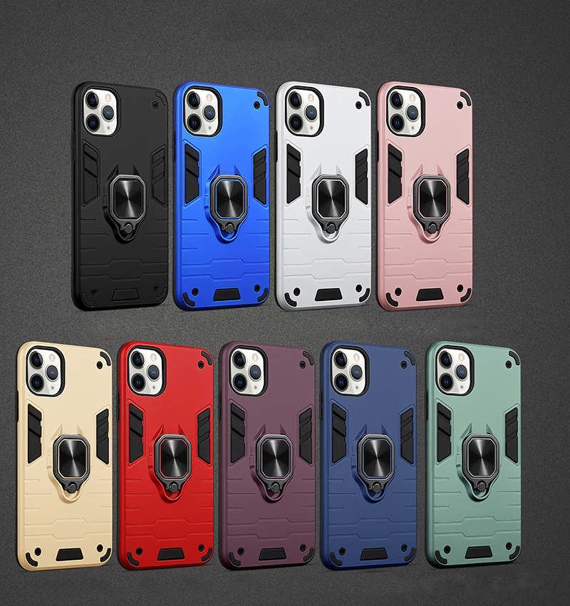 

Hybrid Rugged Armor Shockproof Cases for iphone 13 pro max 12 mini 11 XR XS 6G 7G 8PLUS Magnetic Metal Ring Stand Protective Cover, Remark the color you need