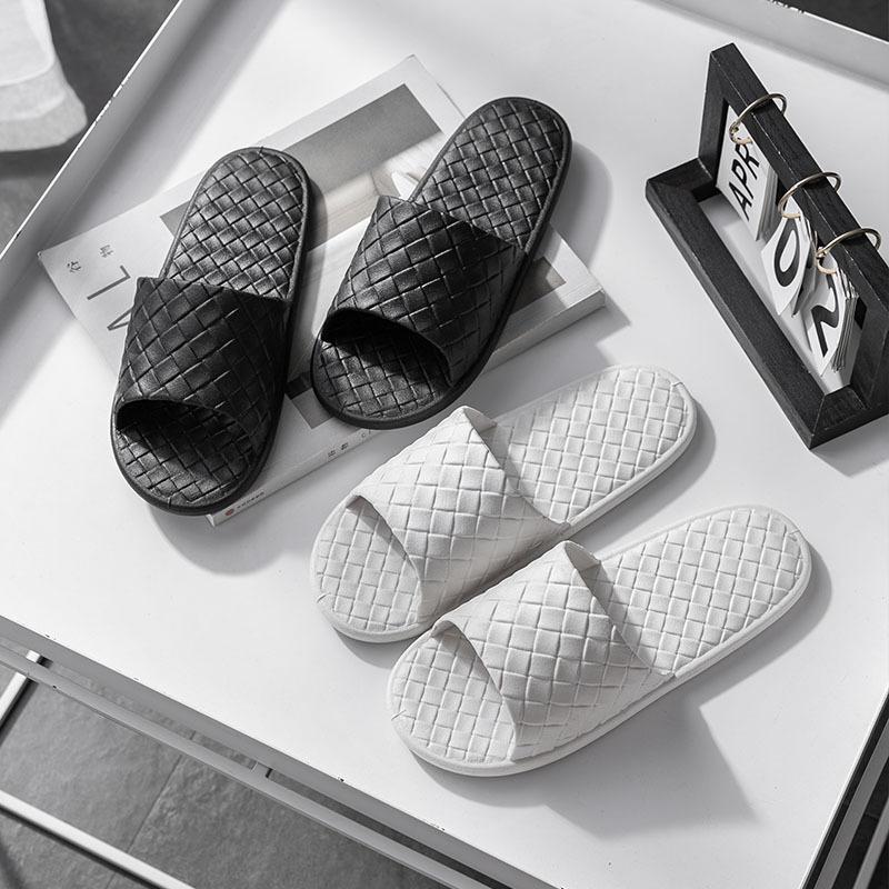 

Slippers Summer Home Men Simple Black White Shoes Non-slip Bathroom Slides Flip Flops Couples Indoor Women Platform