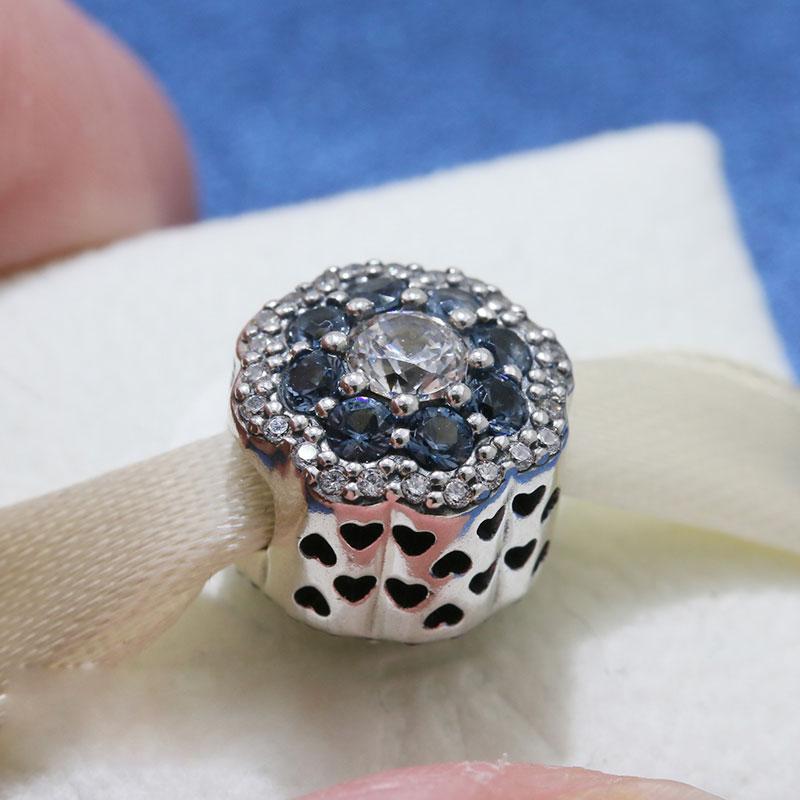 

925 Sterling Silver Sparking Flower Charm Bead Fits European Jewelry Charm Bracelets