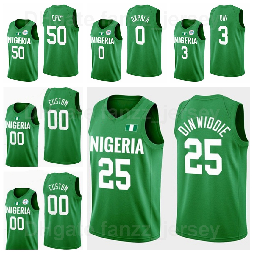 

National Team 2020-20 Tokyo Olympics Basketball 50 Michael Eric Jersey Josh Okogie Gabe Vincent Ben Uzoh Stan Okoye Talib Zanna Spencer Dinwiddie Miye Oni NI RI LI YA, With olympics patch
