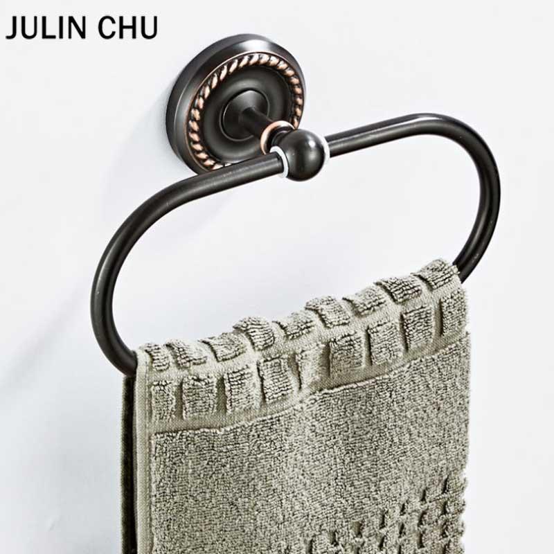 

Black Towel Ring Brass Wall Mounted Bronze Bathroom Holder Antique Round Bath For Kitchen Hardware Rings