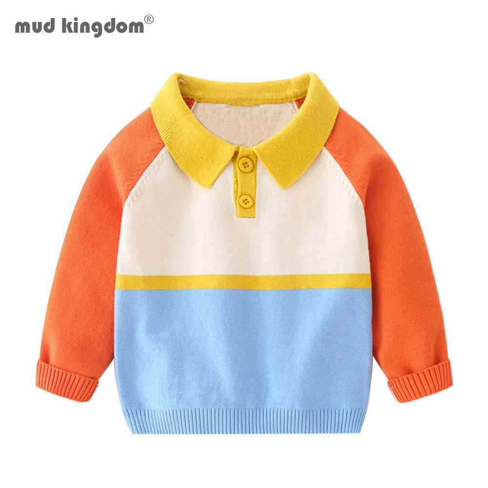 

Mudkingdom Boys Sweater Knitted Colorblock Lapel Fashion Tops Spring and Autumn 210615, Navy blue