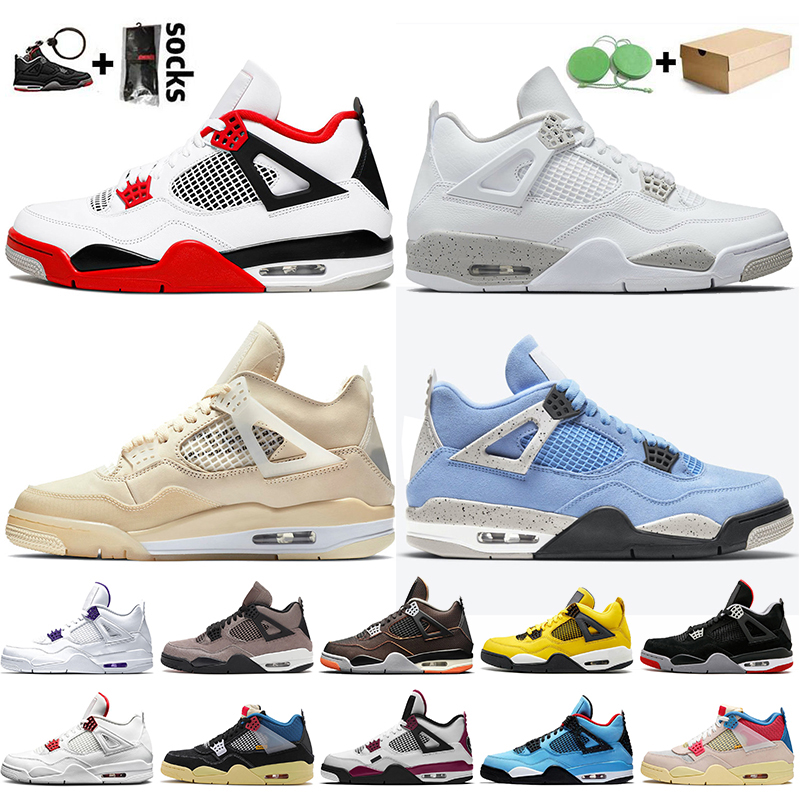 

Wholesale With Box Jumpman 4 4s Mens Womens Basketball Shoes Fire Red Sail White Off Oreo University Blue Travis Scotts Sports Trainers Sneakers, #7 travis 40-47