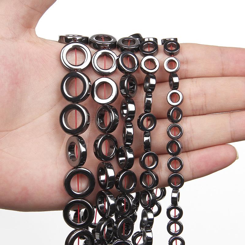 

Other Fashion Donut Hematite Beads Natural Loose Stone For DIY Jewelry Making Bracelet Earring Accessories 15'' 8 10 12 14 16mm