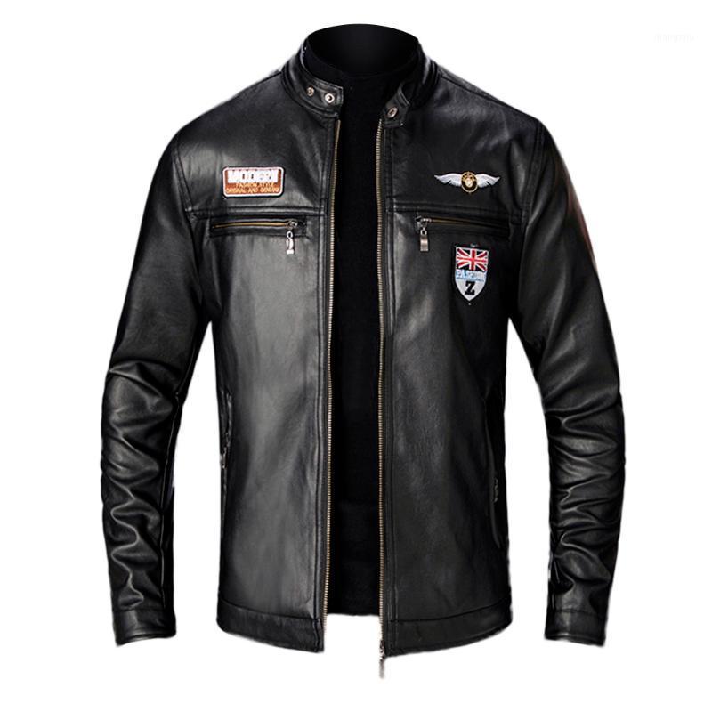 

Fleece Jackets Mens Autumn Winter Style Slim Leather Jacket Fashion Motorcycle Coat Chaqueta Hombre 5 Size #LR3, Black