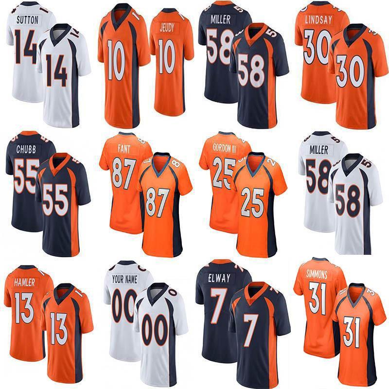 

Custom Justin Simmons Jerry Jeudy Men Womens Youth Football jersey Von Miller Drew Lock Bradley Chubb KJ Hamler Noah Fant Melvin Gordon Cour Hamilton Bortles, 2021