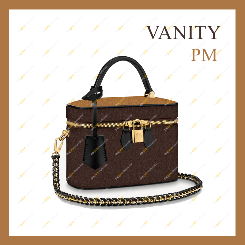 

2021 Ladies Fashion Designer High Quality TOP 5A VANITY PM Cosmetic Bags M45165 Contrasting Color Lock Shoulder bag Messenger bags In Stock, Color matching flowers 1