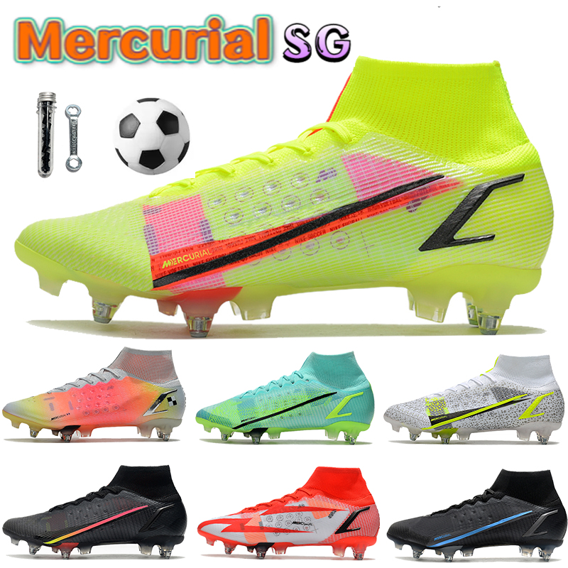 

Mercurial Superfly 8 Elite SG PRO Anti Clog soccer Shoes CR7 Lime Glow black cyber football cleats Volt Bright Crimson luxury mens designer sneakers boots, Bubble wrap packaging