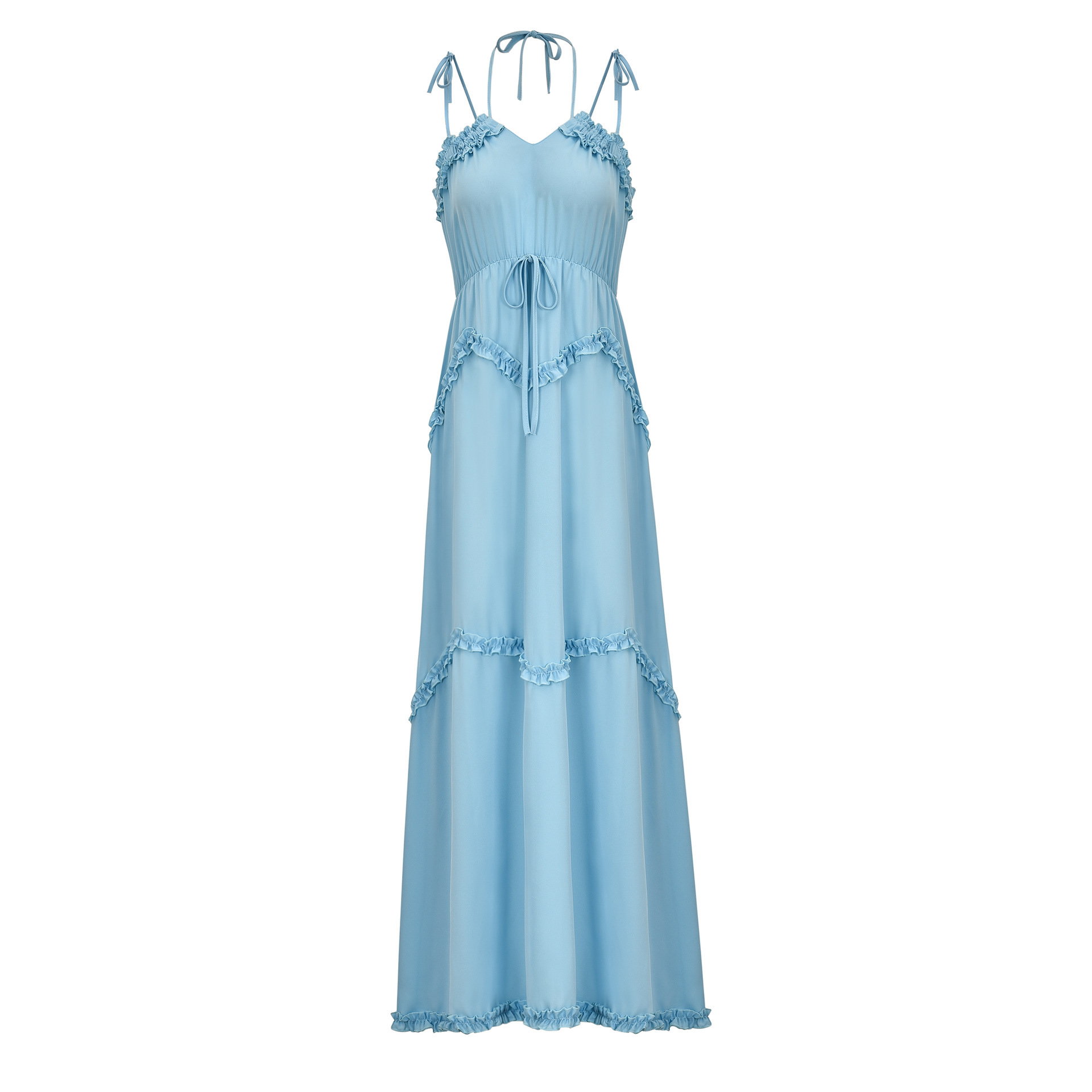 

Paris Girl Summer Sexy Beach Dress Elegant V-Neck Backless Sling Waistband Chiffon Sleeveless Maxi Dresses Women Bohemian 210524, Pink