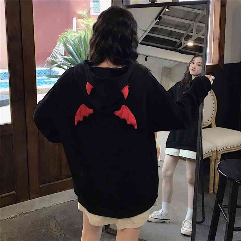 

Plush sweater tide Harajuku style 2021 autumn winter new women's Korean version ins net red dark Department loose hooded, Black plush