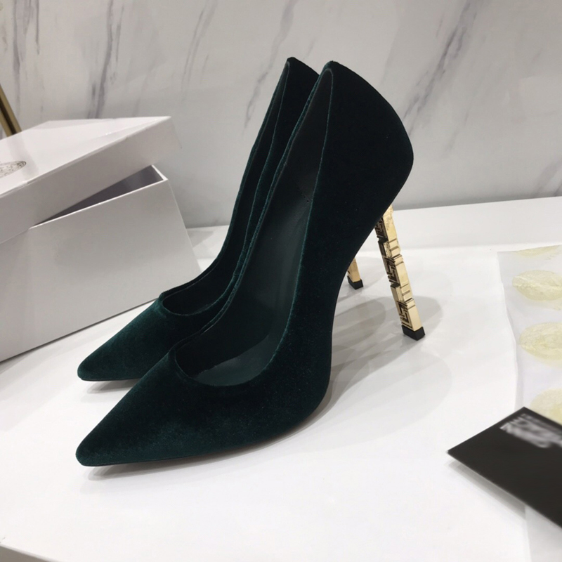 

2021 Good Quality Fashion Women Luxurys Designers Shoes Designer Sandals Womens Luxury High Heels Sandal Dress Shoess With Box Size 35-41 -H385, Hunter green