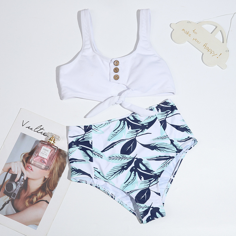 Leaf 2021 Print Bikini One Piece Swimsuit for Women-image-674201352