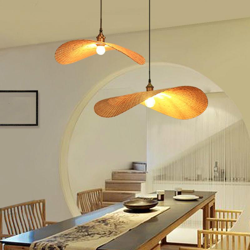 

Pendant Lamps Chinese Straw Hat Bamboo Pedant Lights Living Room Light Fixtures Bedroom Industrial Lamp Kitchen Hanging LED Home Decor