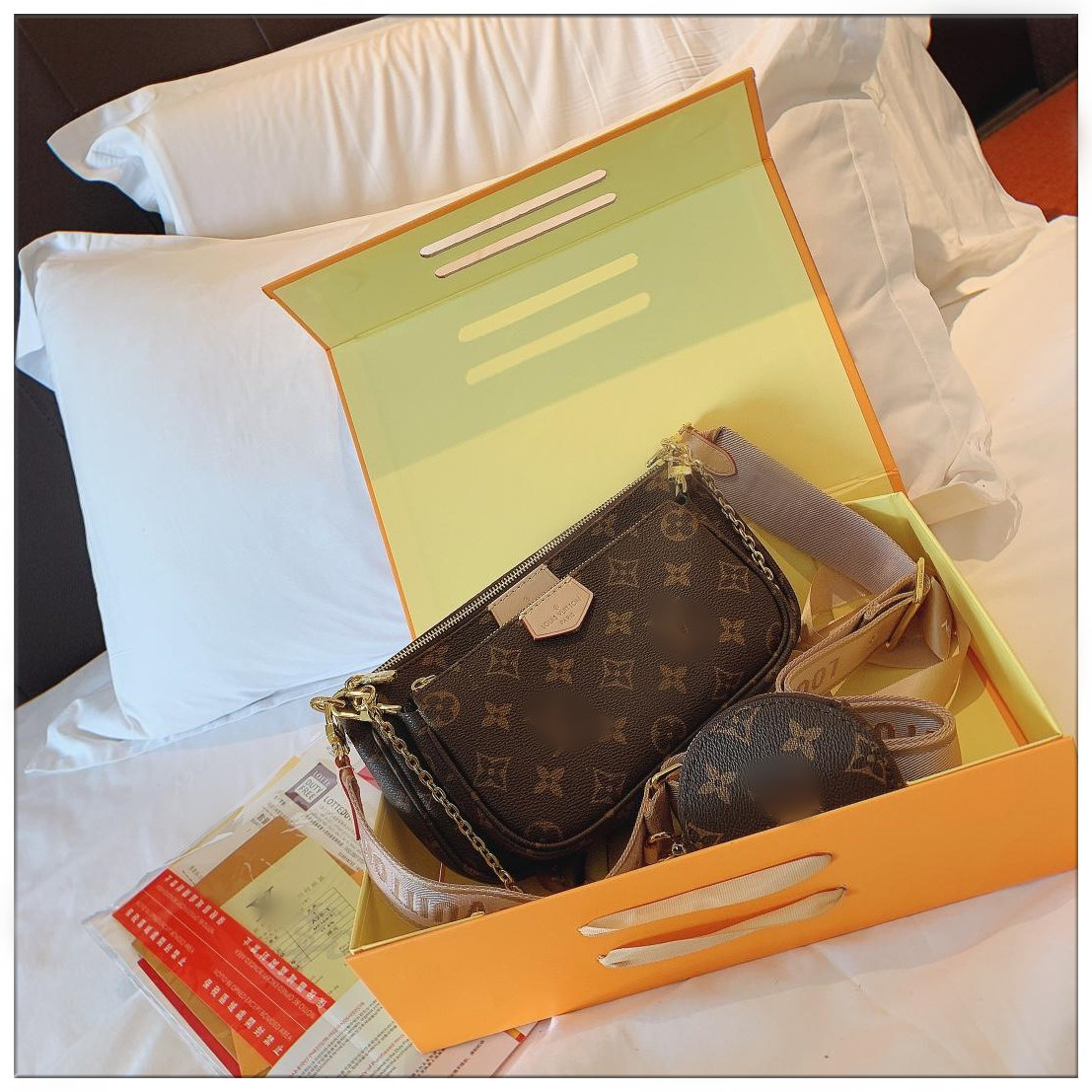 

LVLOUISVITTON BagVUTTON Favorite Multi Pochette Accessories Handbag Genuine Leather Shoulder Crossbody Bag Purses Purse Bags, Red;black