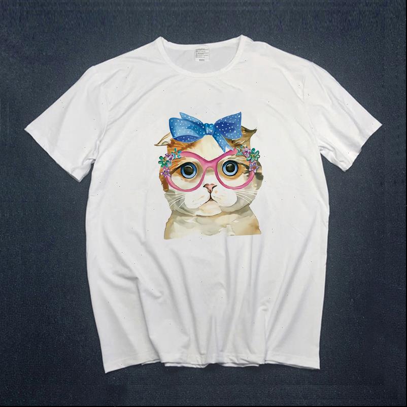 

watercolor cat print girls womens t shirts clothing tees graphic tumblr, White