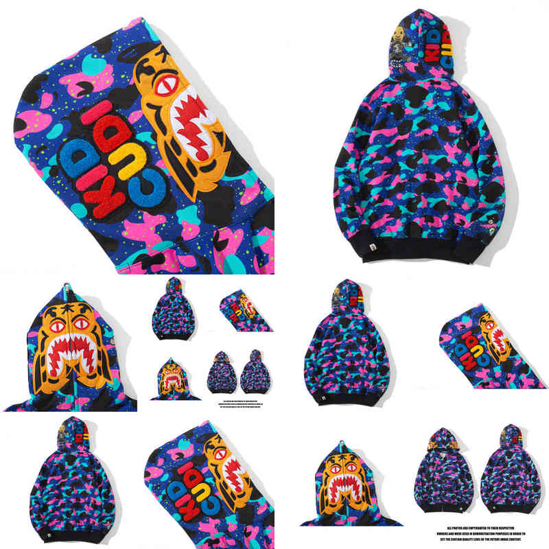 

Shark Hoodies Designers Hoodie new fashion Galaxy roaming story camouflage tiger head embroidery hooded zipper sweater, The milky way