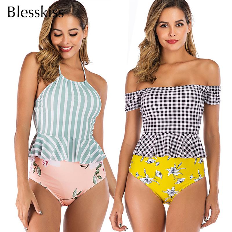 

Ruffle Tankini Swimsuits Women Swimwear 2021 2 Two Piece High Waist Swimsuit Swimming Suit For Ladies Bathing One-Piece Suits