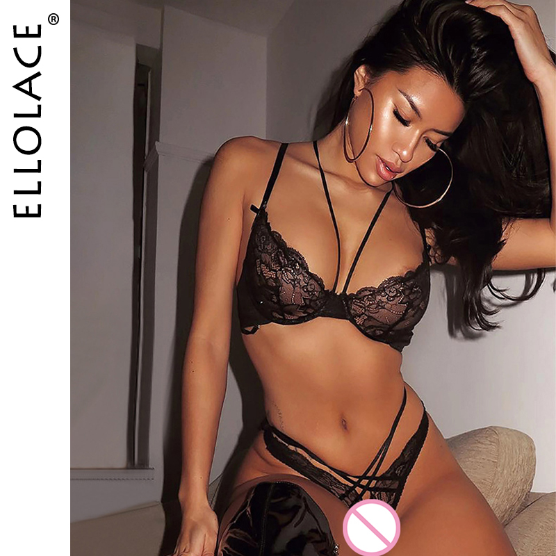 

Sexy Bra Lingerie Womens Underwear Lace Bra Set Sosten Transparent Brassiere Bra and Panty Set Underwear Sets Lingerie, Red