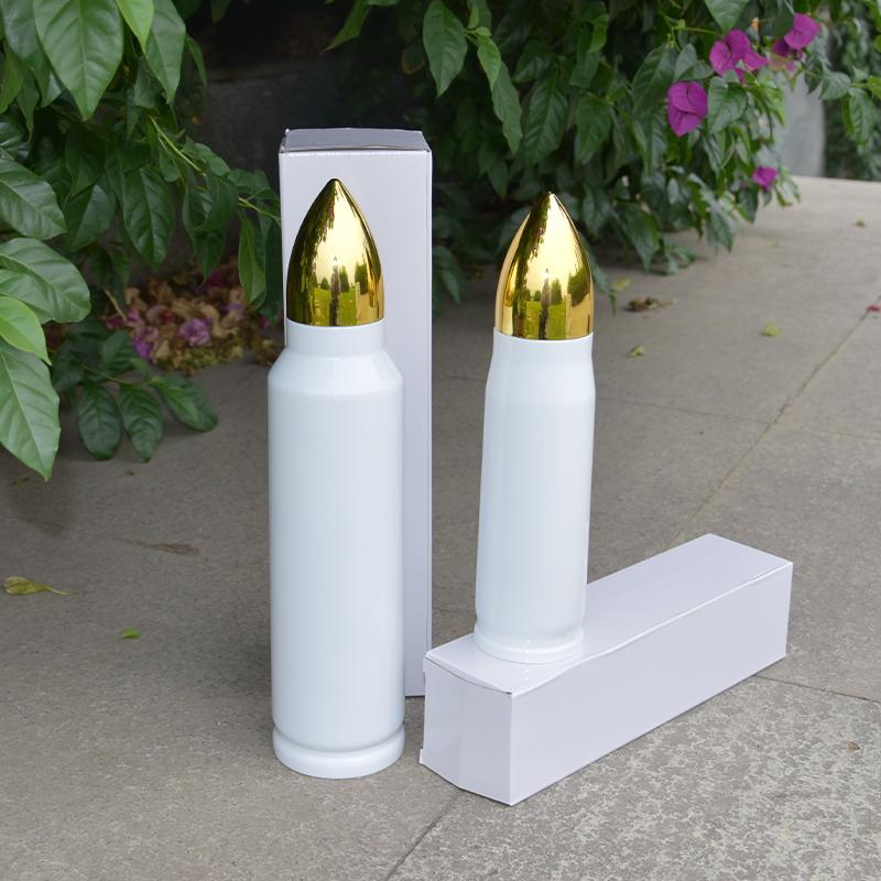 

US Local Warehouse Sublimation Bullet shape water Bottles 500ml 1000ml Blank white heat transfer outdoor sports bottle Stainless Steel Vacuum insulated 25pcs/case