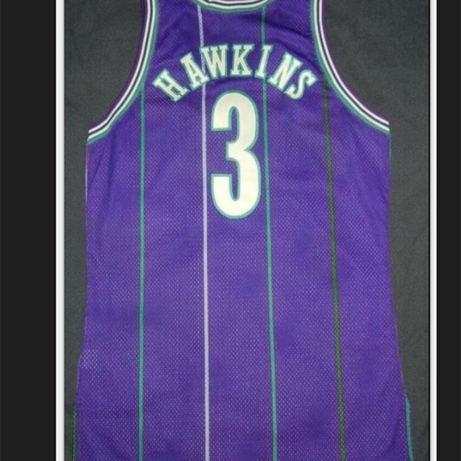 

RARE GAME USED WORN HERSEY HAWKINS Jersey S-6XL COA PARISH 96 AUTHENTIC college basketball jersey or custom any name or number jersey, Purple
