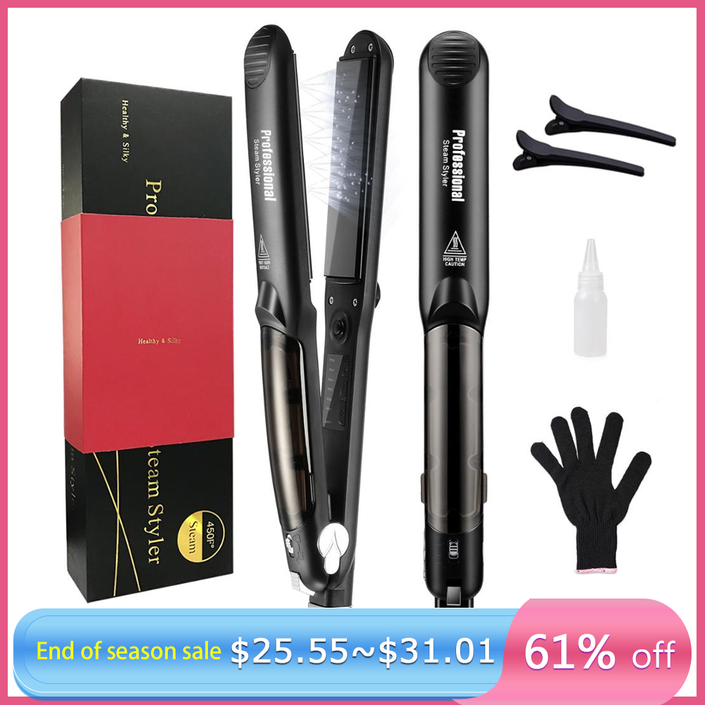 

Professional Steam Hair Straightener Curling Iron Argan Oil Treatment 450 Fast Heating Tourmaline Ceramic Hair Care Tool
