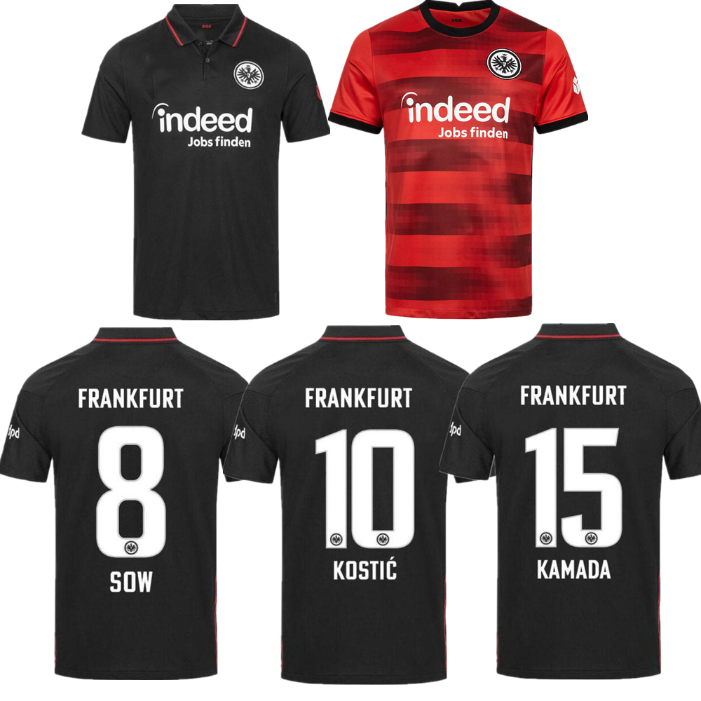 

21 22 Eintracht Frankfurt away red soccer jerseys 2021 2022 Die Adler SOW SILVA KOSTIC JOVIC football uniform kids kit HASEBE KAMADA jersey HINTEREGGER maill