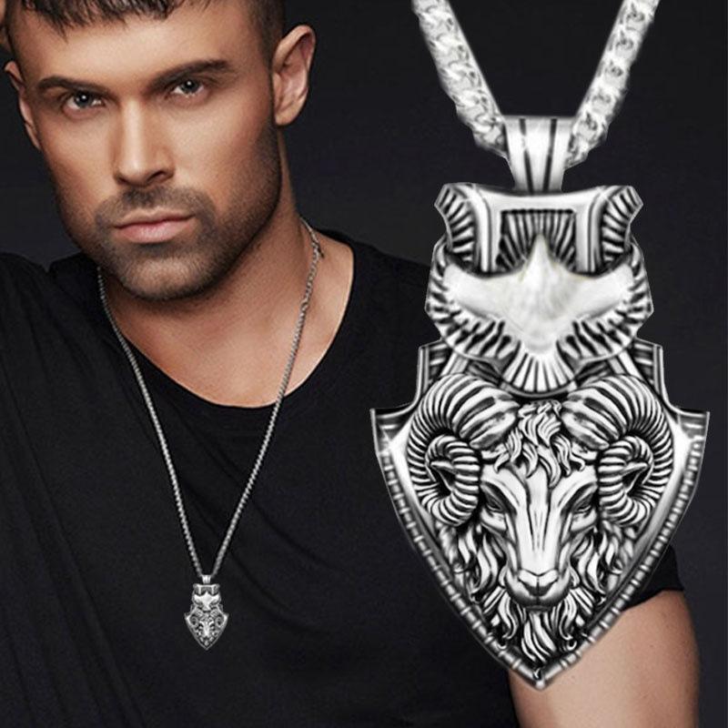 

Chains 2022 Vintage Eagle Bull Head Necklace Gothic Shield Pendant Jewelry Accessories Europe And America Fashion Wholesale