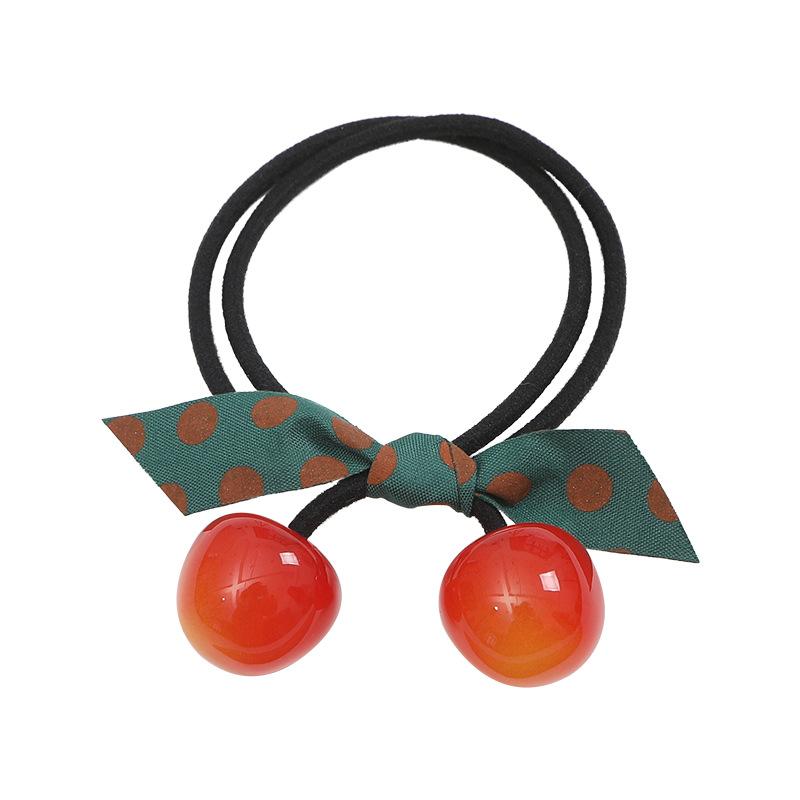 

Hair Clips & Barrettes Korean Cherry Ring Bow Rope Female Simple Fruit Head Diaper Net Red INS Gluten, Golden;silver