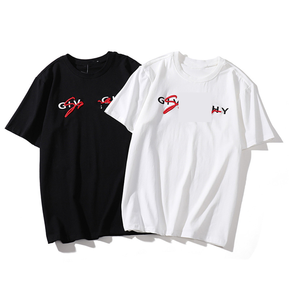 

Summer T-Shirts Cotton Shirts Solid Color Short Sleeve Tops Slim Breathable Men's streetwear Male Tees and American printedfor men wome, White;black