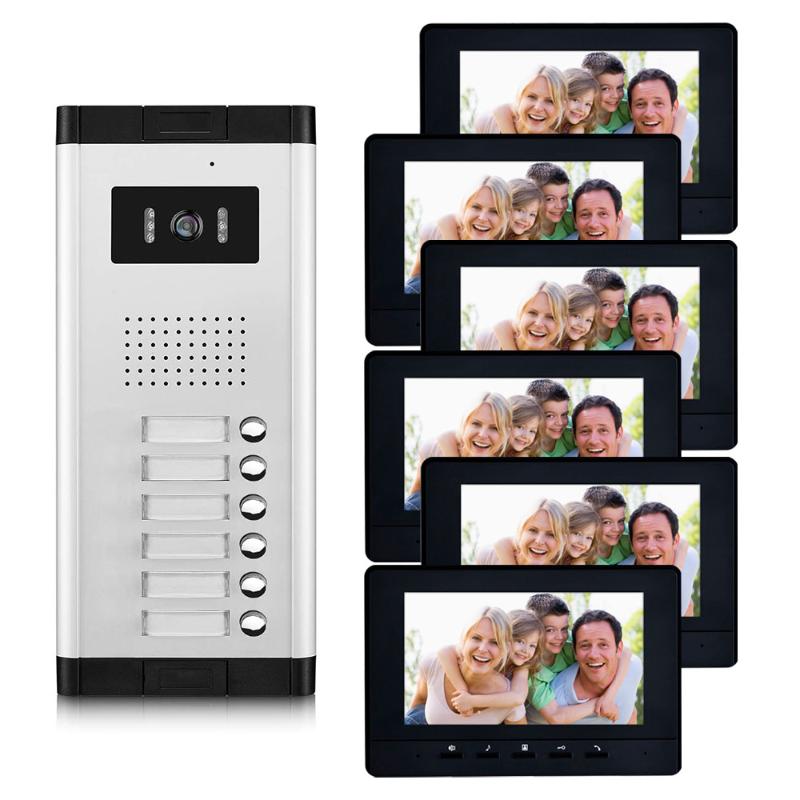 

Video Door Phones 6-12 Units Apartment Intercom System Phone HD Camera 7" Monitor Doorbell For Household