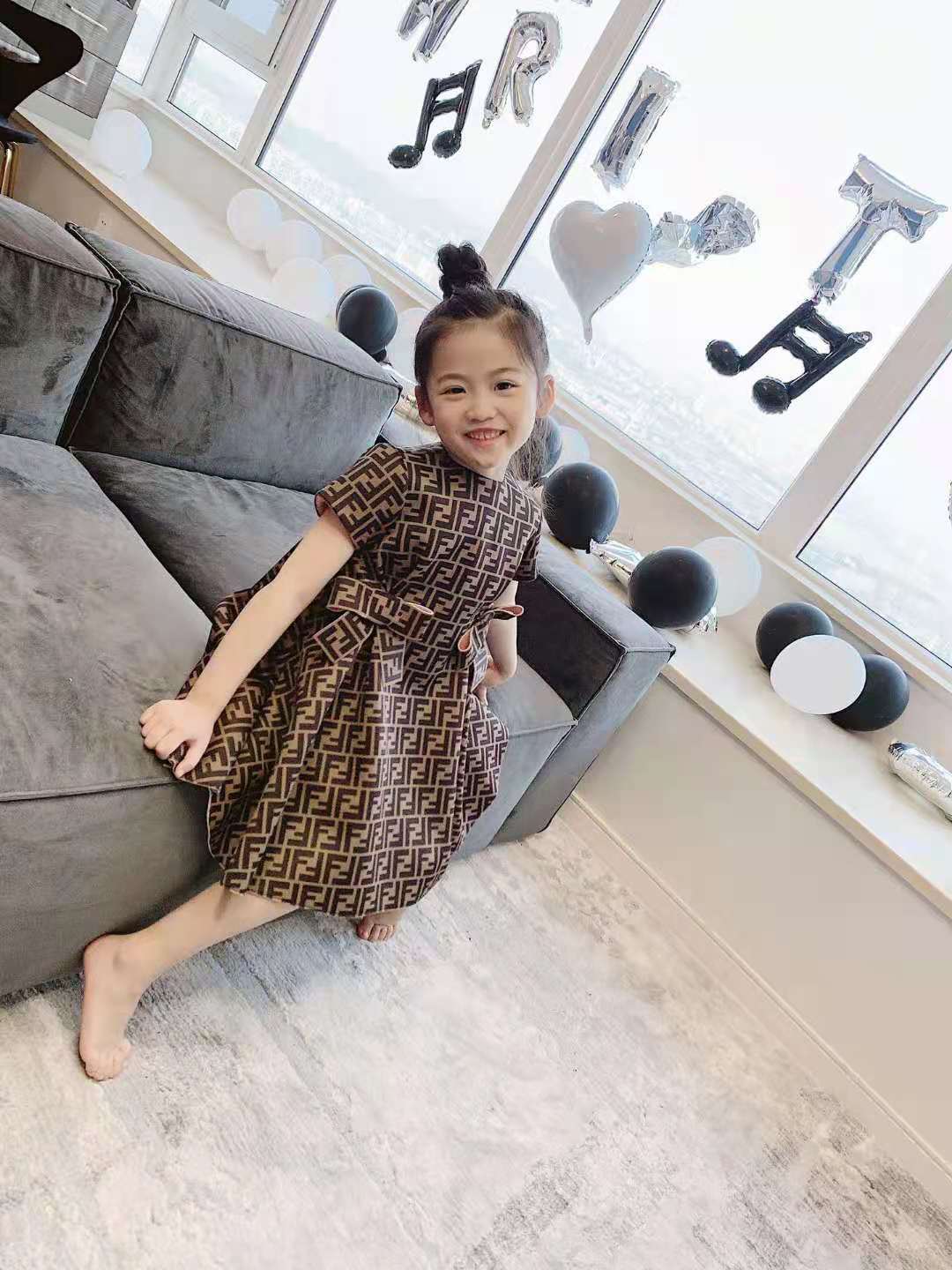 

pink girl party dress fashion designer kid summer clothes set 100-160 cm teenager children clothing baby girls clothe sets dresses, Customize